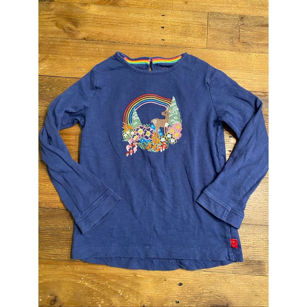 Little Bird Jools Oliver 4-5 y toddler girl embroidered shirt top forest deer